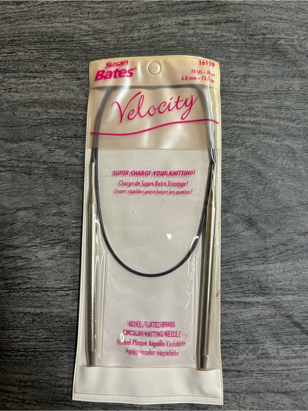 Susan Bates Velocity Circular Knitting Needle 10 US 29" 6mm 16129 Nickel Plated